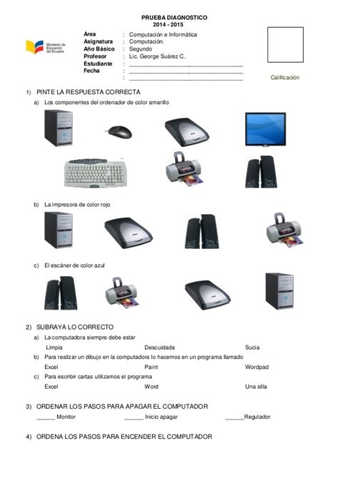 Examenes de computacion para primaria   Imagui