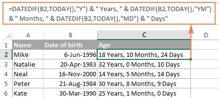Excel YEAR function   convert date to year & calculate age ...