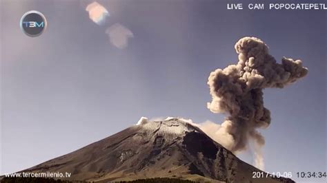Exhalación Volcán Popocatépetl 6 de Octubre 2017   YouTube