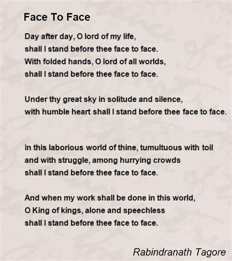 Face To Face Poem by Rabindranath Tagore   Poem Hunter
