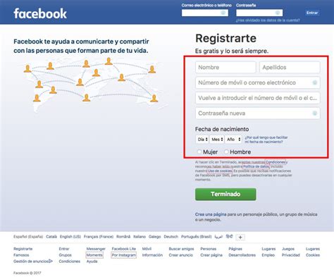 facebook en espanol registrarse de iniciar sesi 243 n ...