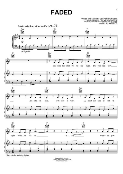 Faded Piano Sheet Music | OnlinePianist