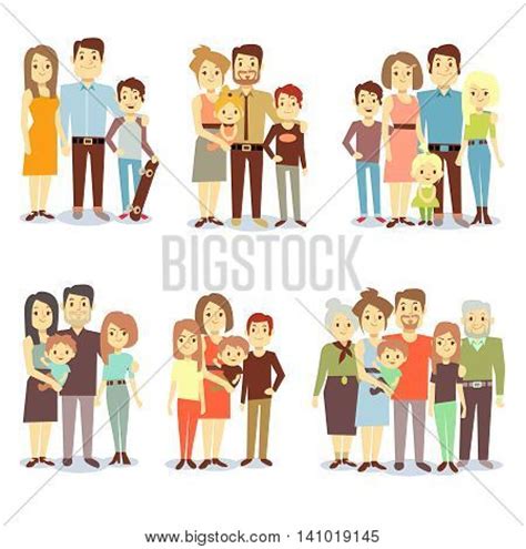Families Different Types Flat Vector & Photo | Bigstock