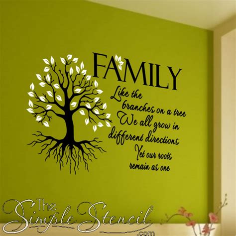 Family Branches Roots Leaves Tree Vinyl Wall Decal and Quote