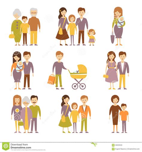 Family Figures Icons Set Stock Vector   Image: 56020533