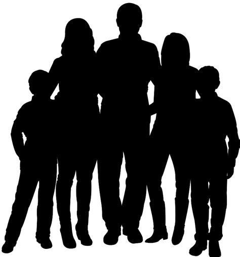 Family of 5 Silhouette | Free vector silhouettes