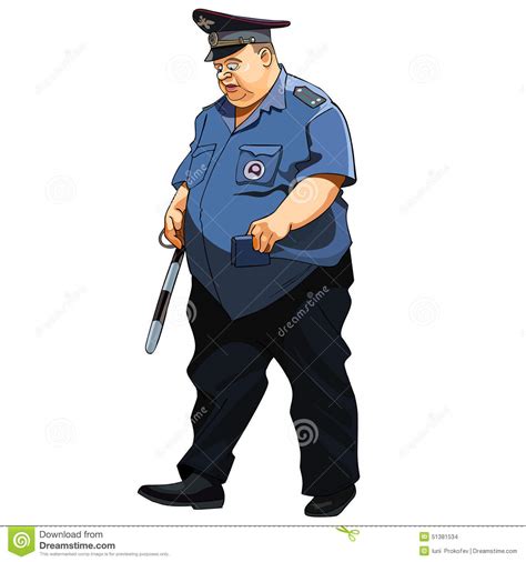 Fat Man In A Police Uniform Traffic Police Stock Vector ...