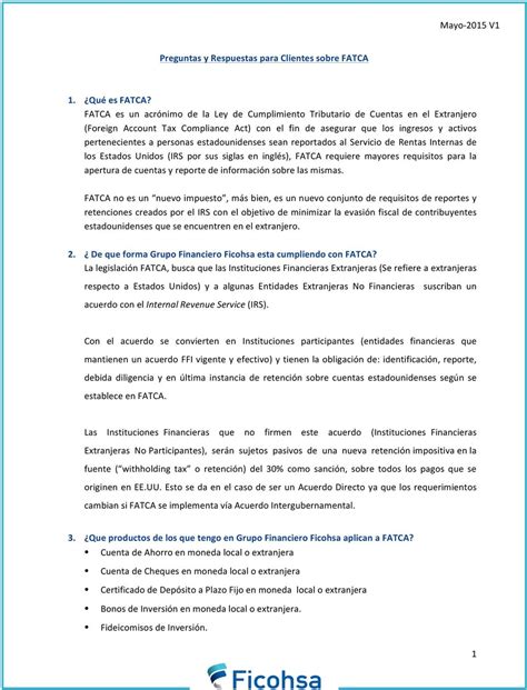 FATCA FAQ BANCO FICOHSA PANAMÁ, S.A.   PDF