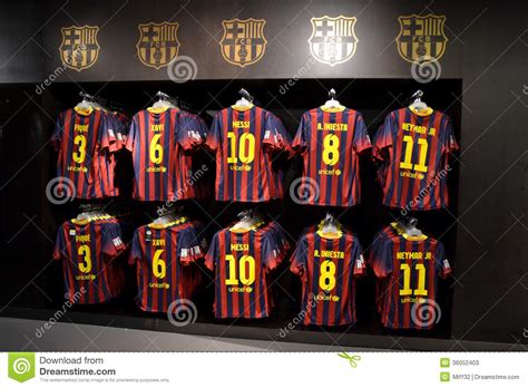 FC Barcelona Shirts In FC Barcelona Shop, Spain Editorial ...