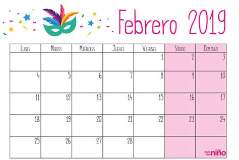 Febrero   Calendario escolar 2018 2019 para imprimir ...