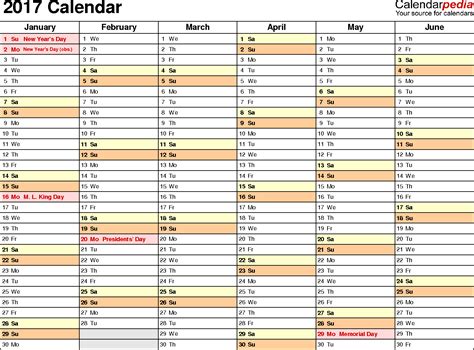 February 2017 Calendar Excel | weekly calendar template
