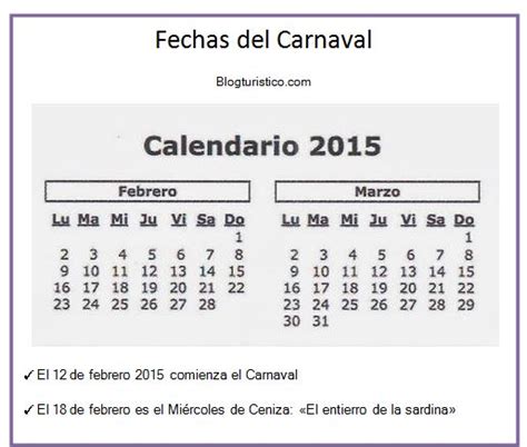Fechas del carnaval 2015