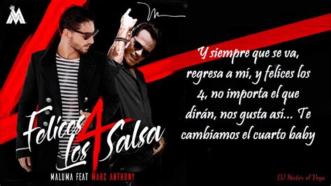 Felices los 4  Salsa Version  [Letra]   Maluma & Marc ...