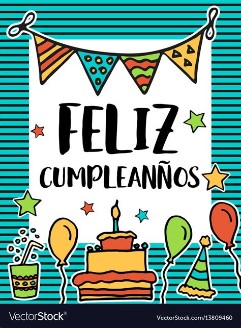 Feliz cumpleanos happy birthday in spanish Vector Image