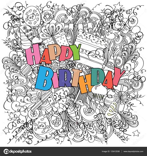Feliz cumpleaños tarjetas de felicitación de doodle sobre ...