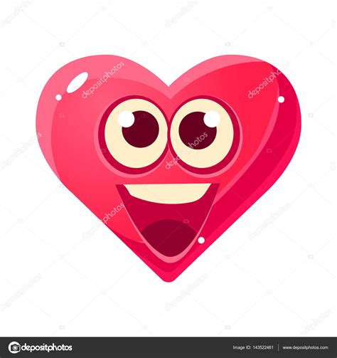 Feliz y emocionado Emoji, rosa corazón icono aislado ...