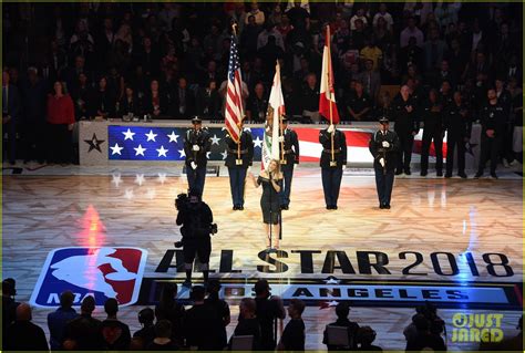 Fergie Performs the National Anthem at the NBA All Star ...