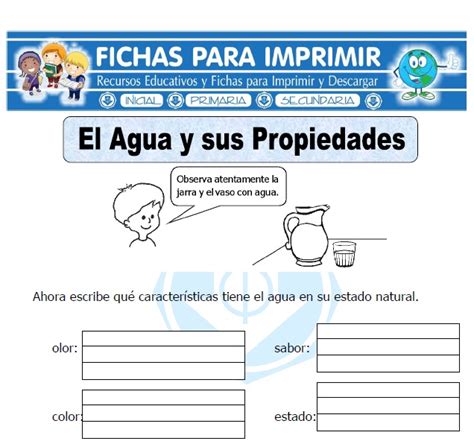 Ficha de Propiedades del Agua para Primaria   Fichas para ...