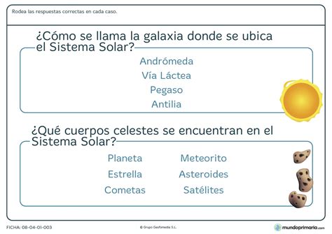 Ficha del sistema solar para primaria