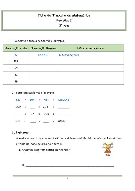 Ficha revisão matemática 3º