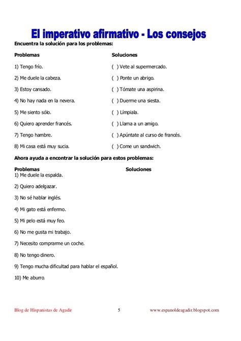 Fichas de ejercicios de imperativo.blog de hispanistas de ...