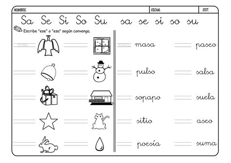 Fichas de infantil y primaria: Lectoescritura con la letra S