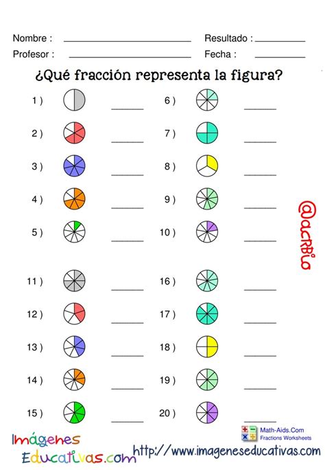 Fichas ejercicios de fracciones con soluciones  12 ...
