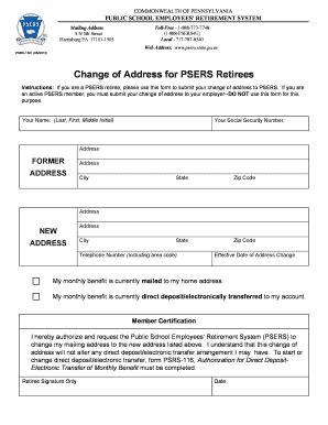 Fillable Online psers state pa Change of Address for PSERS ...