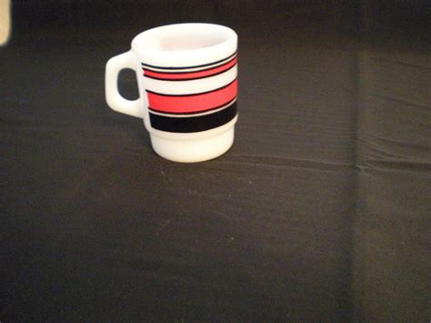 Fire King Red and Black Super Stripes Stackable Mug For ...