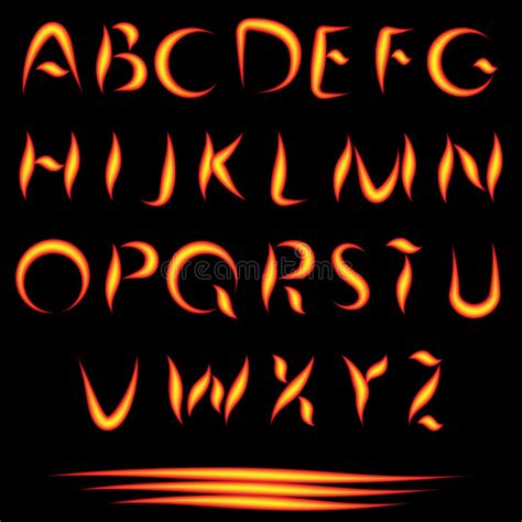 Fire Letters. Burning Font. Glowing Alphabet. Vector Stock ...