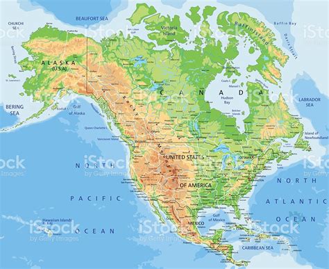 Físico De Alta Detallada Mapa De América Del Norte ...