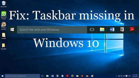 Fix:  Taskbar missing in Windows 10    YouTube
