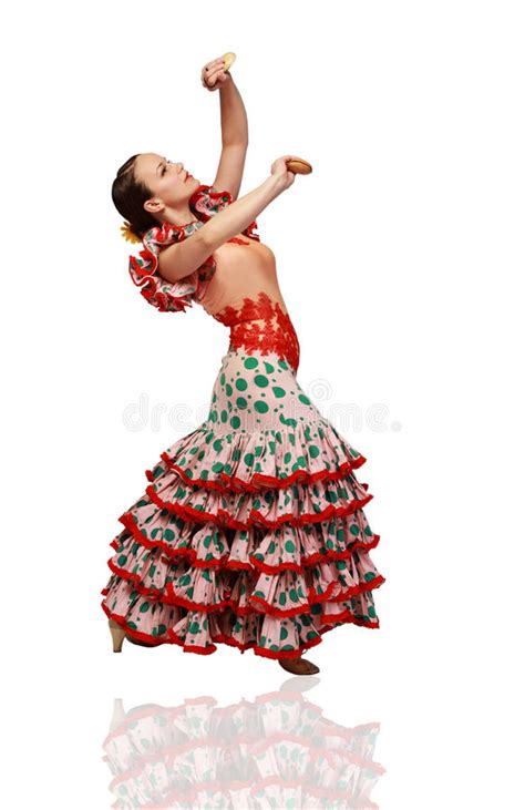 Flamenco De Danse De Jeune Femme Avec Des Castagnettes ...