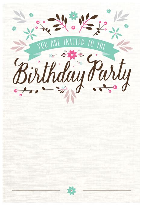 Flat Floral   Free Printable Birthday Invitation Template ...