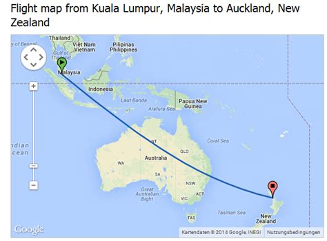 Flight Time from Kuala Lumpur, Malaysia to Auckland, New ...