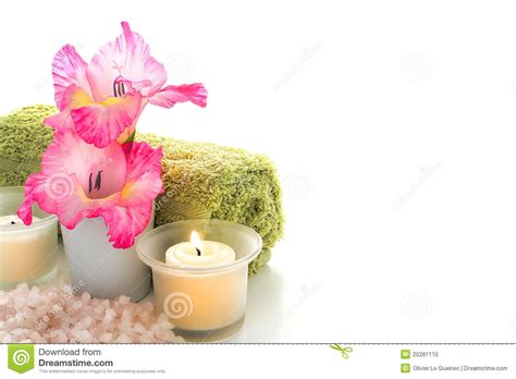 Flowers And Votive Candles In An Aromatherapy Spa Stock ...