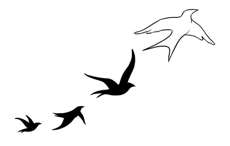 Flying Bird Silhouette Tattoo Stencil