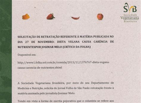 Folha de S. Paulo diz que  dieta vegana causa carência de ...