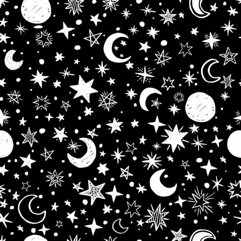 Fondo blanco y negro de lunas y estrellas | Descargar ...