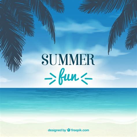 Fondo de verano con palmeras y mar | Descargar Vectores gratis