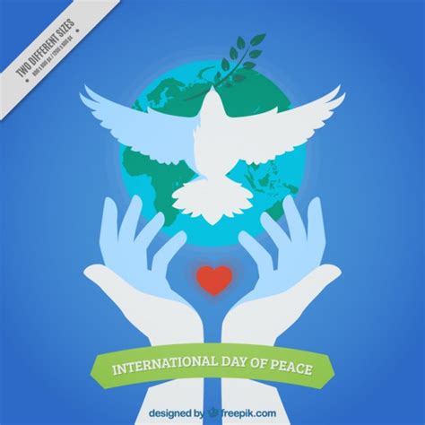 Fondo del día de la paz de manos liberando a una paloma ...