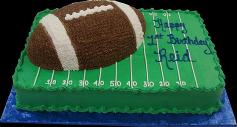 Football 1st Birthday Cake. Green buttercream iced, sheet ...