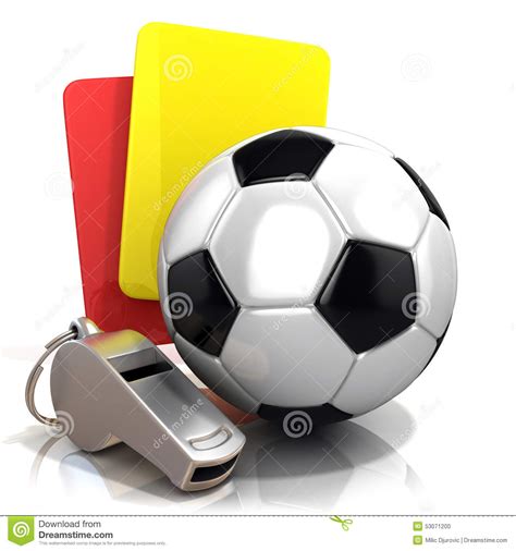 Football Concept. Penalty Card, Metal Whistle And Soccer ...