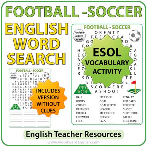 Football / Soccer Word Search in English | Woodward English