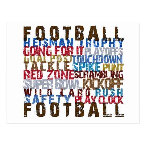 FOOTBALL TERMS POST CARD | Zazzle