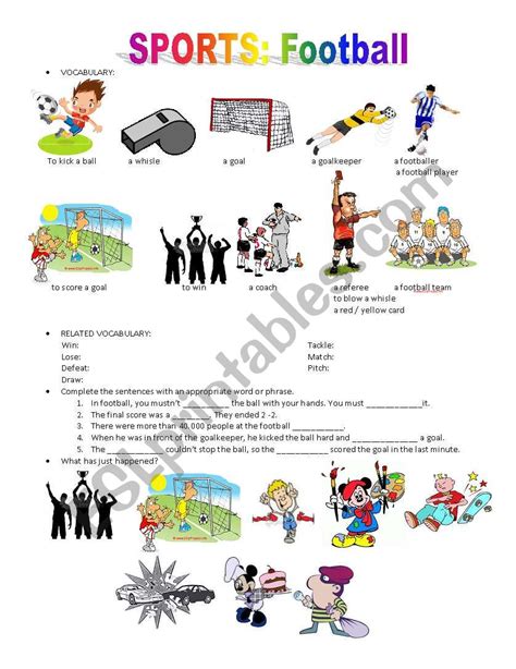 Football vocabulary   ESL worksheet by cecip