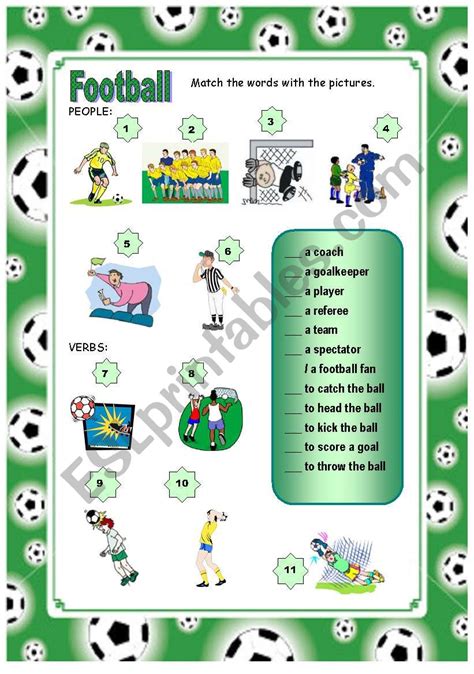 Football vocabulary Part 1   ESL worksheet by ingela