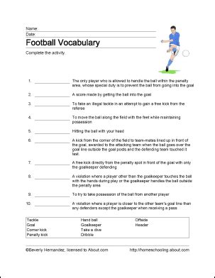 Football Word Search, Vocabulary Work Sheet, Crossword ...