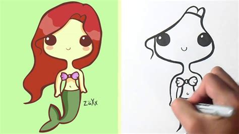 ForKids   Cómo dibujar a Ariel  La Sirenita  Kawaii | How ...