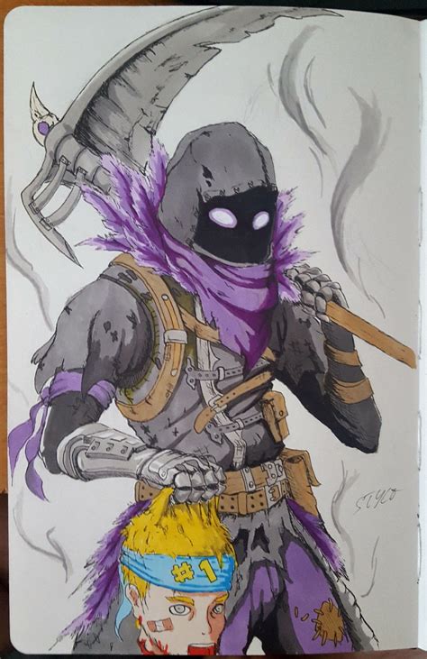 Fornite, skin raven, drawing, dessin, corbeau, epic game ...